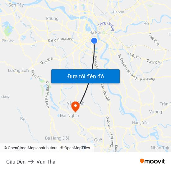 Cầu Dền to Vạn Thái map