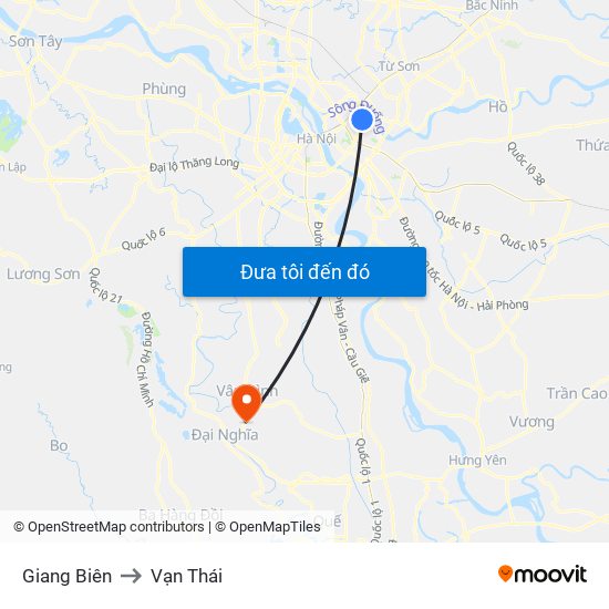 Giang Biên to Vạn Thái map
