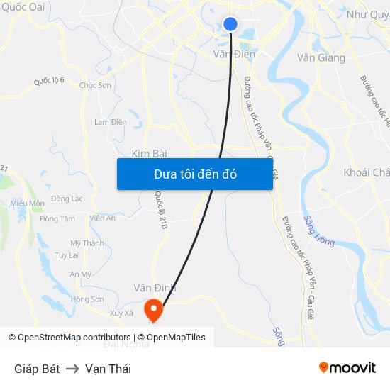 Giáp Bát to Vạn Thái map