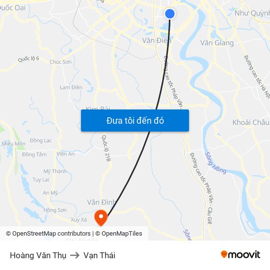 Hoàng Văn Thụ to Vạn Thái map