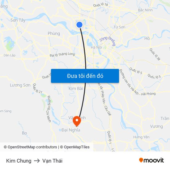 Kim Chung to Vạn Thái map