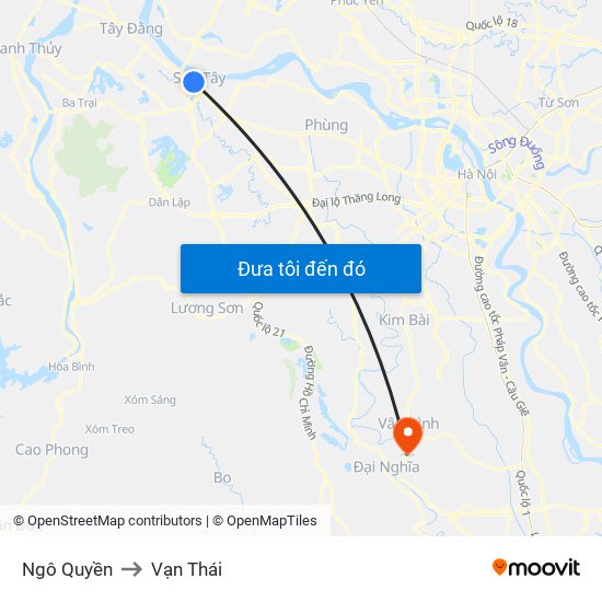 Ngô Quyền to Vạn Thái map