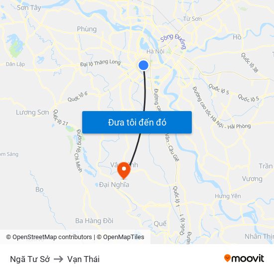 Ngã Tư Sở to Vạn Thái map