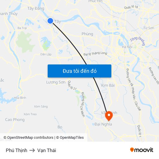 Phú Thịnh to Vạn Thái map