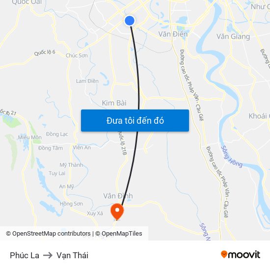 Phúc La to Vạn Thái map