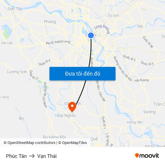 Phúc Tân to Vạn Thái map