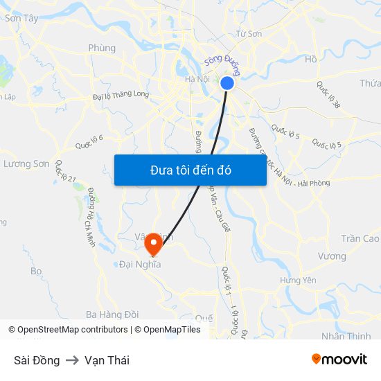 Sài Đồng to Vạn Thái map