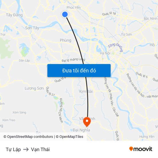 Tự Lập to Vạn Thái map