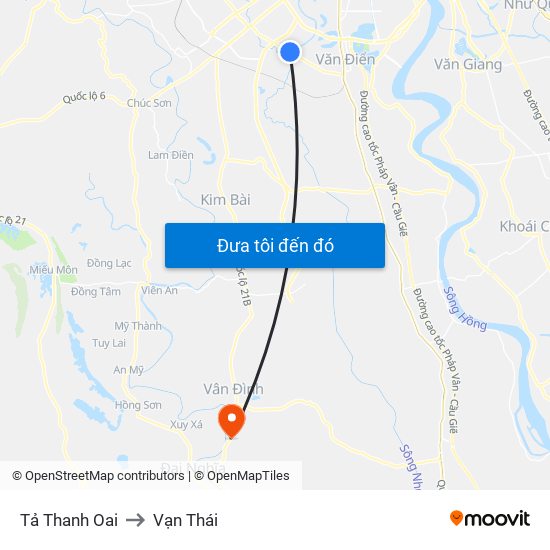 Tả Thanh Oai to Vạn Thái map