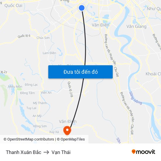 Thanh Xuân Bắc to Vạn Thái map
