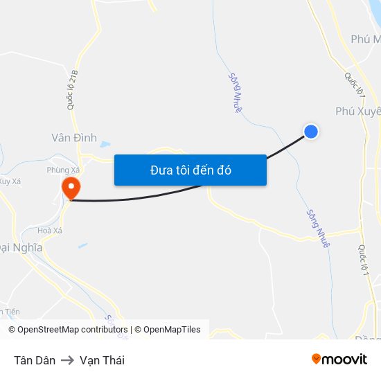 Tân Dân to Vạn Thái map