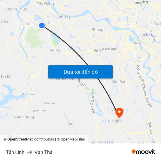 Tản Lĩnh to Vạn Thái map