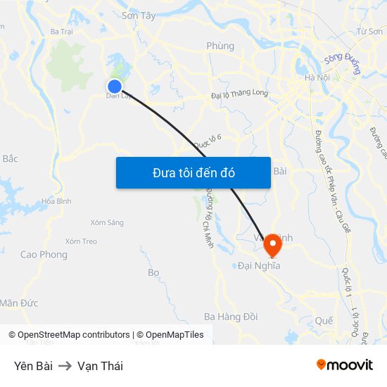 Yên Bài to Vạn Thái map