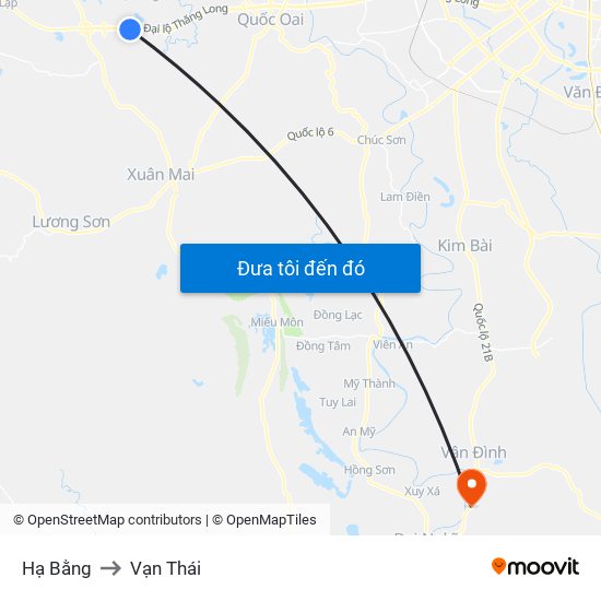 Hạ Bằng to Vạn Thái map