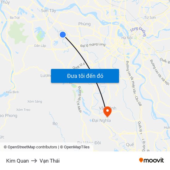 Kim Quan to Vạn Thái map