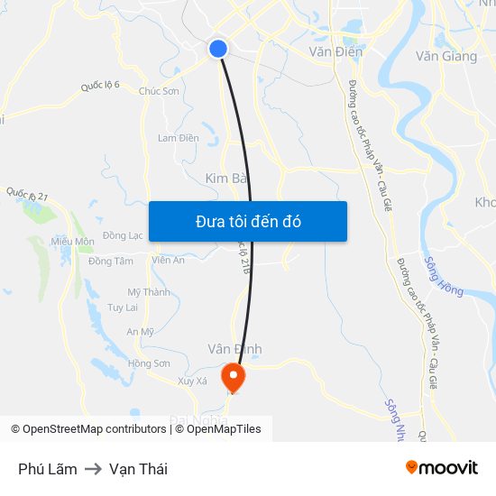 Phú Lãm to Vạn Thái map