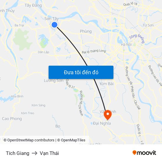 Tích Giang to Vạn Thái map