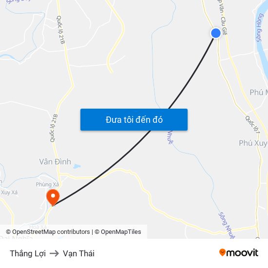 Thắng Lợi to Vạn Thái map