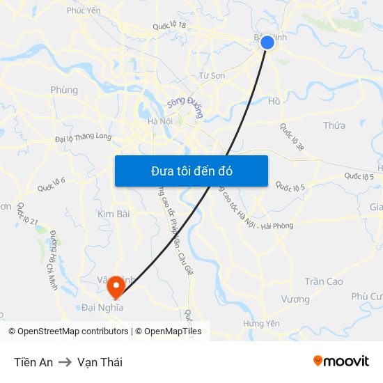 Tiền An to Vạn Thái map