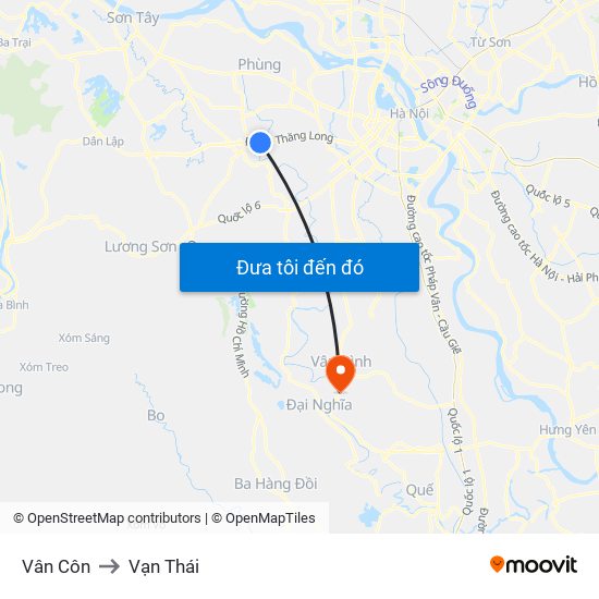 Vân Côn to Vạn Thái map