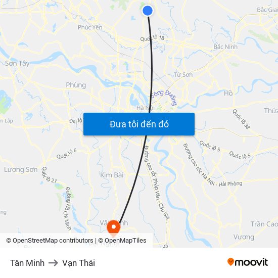 Tân Minh to Vạn Thái map