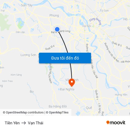 Tiền Yên to Vạn Thái map