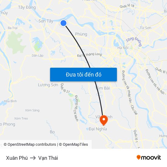 Xuân Phú to Vạn Thái map
