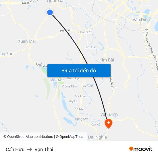 Cấn Hữu to Vạn Thái map