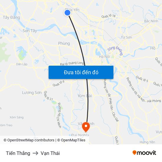 Tiến Thắng to Vạn Thái map