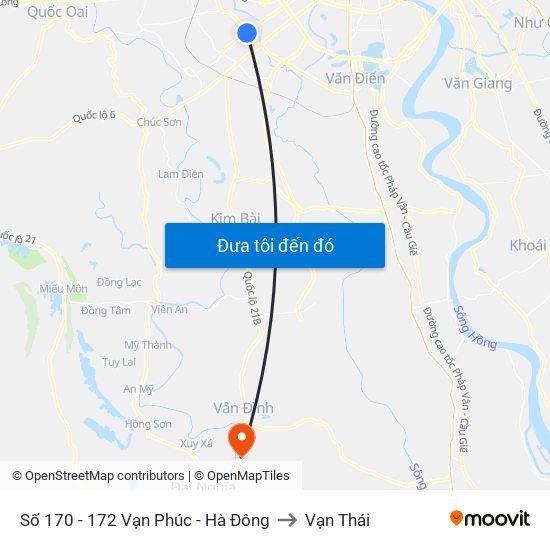 Số 170 - 172 Vạn Phúc - Hà Đông to Vạn Thái map