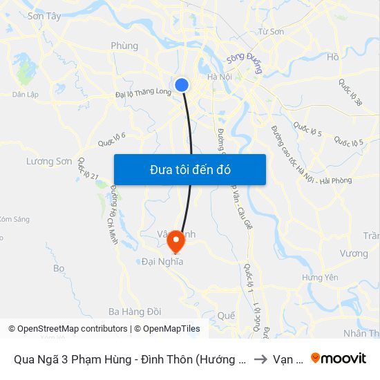Qua Ngã 3 Phạm Hùng - Đình Thôn (Hướng Đi Phạm Văn Đồng) to Vạn Thái map
