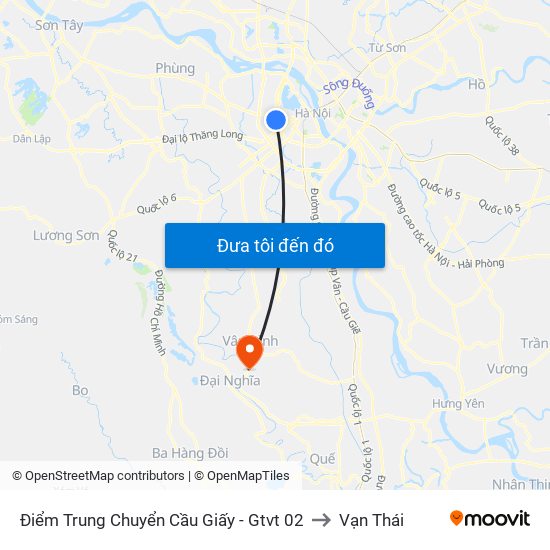 Điểm Trung Chuyển Cầu Giấy - Gtvt 02 to Vạn Thái map