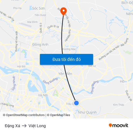 Đặng Xá to Việt Long map