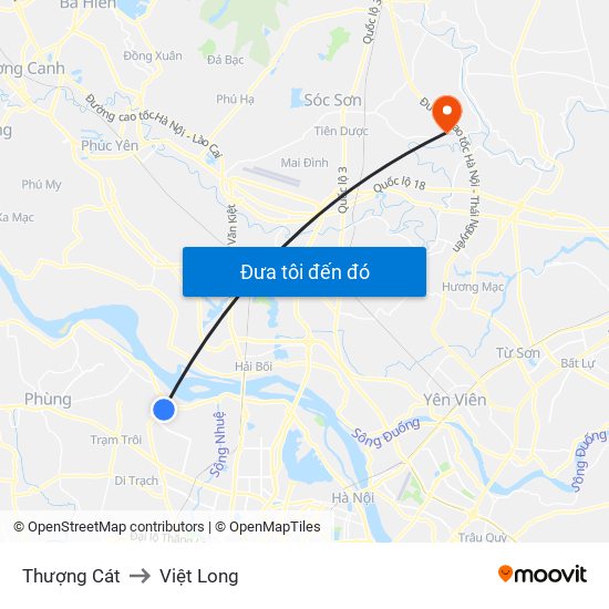 Thượng Cát to Việt Long map