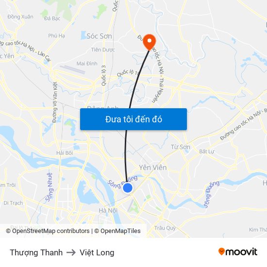 Thượng Thanh to Việt Long map