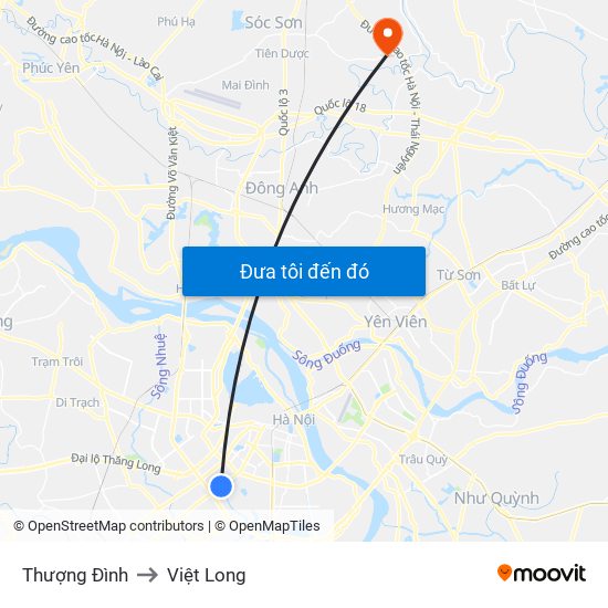 Thượng Đình to Việt Long map