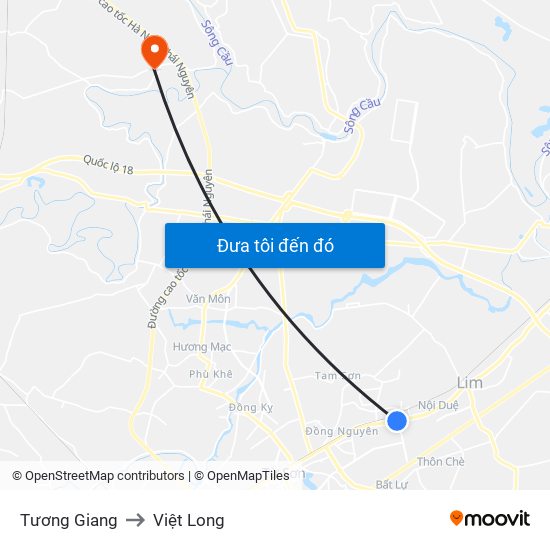 Tương Giang to Việt Long map