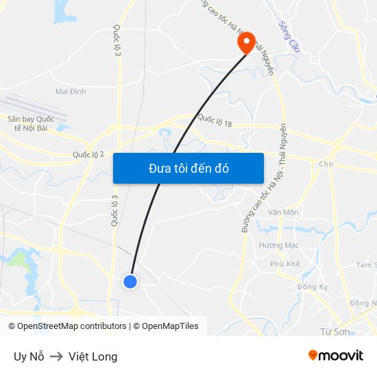 Uy Nỗ to Việt Long map