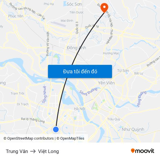 Trung Văn to Việt Long map