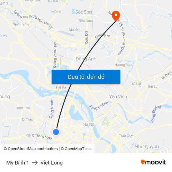 Mỹ Đình 1 to Việt Long map