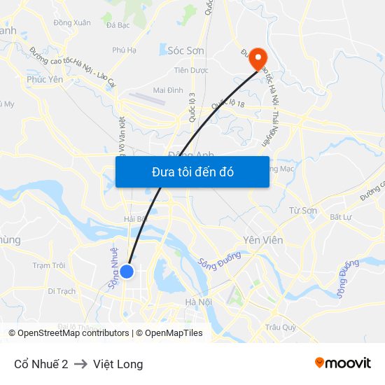 Cổ Nhuế 2 to Việt Long map