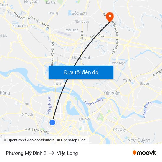 Phường Mỹ Đình 2 to Việt Long map