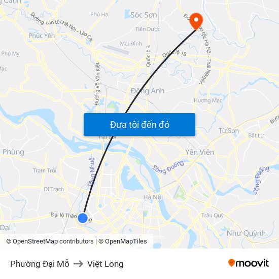 Phường Đại Mỗ to Việt Long map