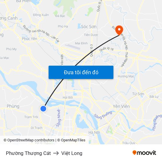 Phường Thượng Cát to Việt Long map