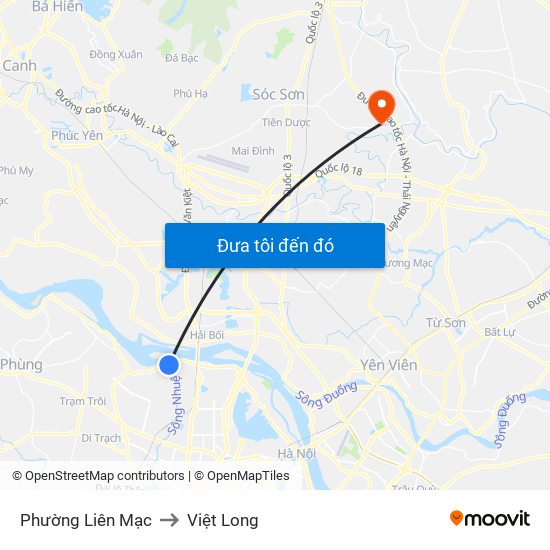 Phường Liên Mạc to Việt Long map
