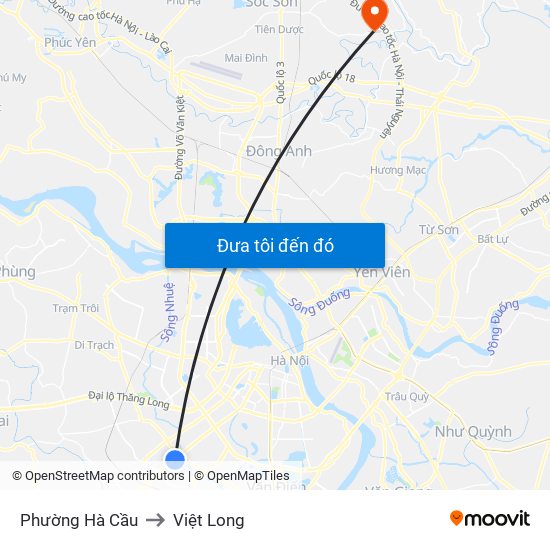 Phường Hà Cầu to Việt Long map