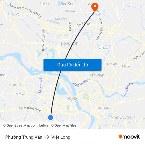 Phường Trung Văn to Việt Long map