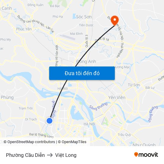 Phường Cầu Diễn to Việt Long map