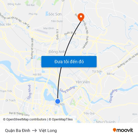 Quận Ba Đình to Việt Long map