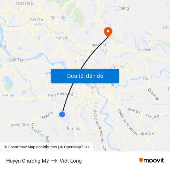 Huyện Chương Mỹ to Việt Long map